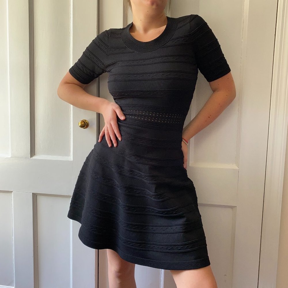 SANDRO BLACK PROFESSIONAL MIDI DRESS